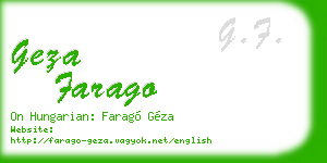 geza farago business card
